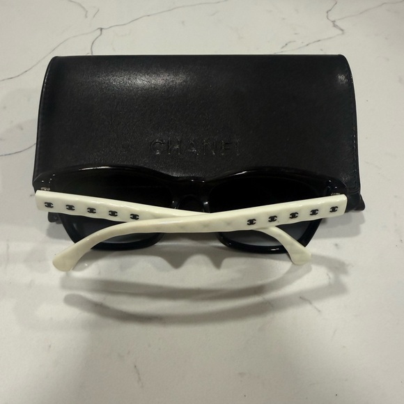 CHANEL Black and White Sunglasses